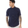 French Connection Mens Short Sleeve Linen Shirt Marine