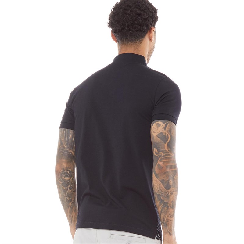 French Connection Mens Tear Solid Sleeve Polo Marine/White