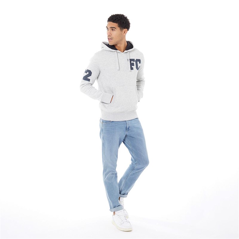 French Connection Mens 72 Chest Hoodie Light Grey Melange/Marine