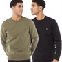 French Connection Mens Two Pack Crew Neck Sweatshirt Multi 1 - Black Gunmetal/Khaki Marine
