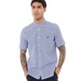 French Connection Mens Short Sleeve Gingham Shirt Mid Blue Gingham/Marine Logo