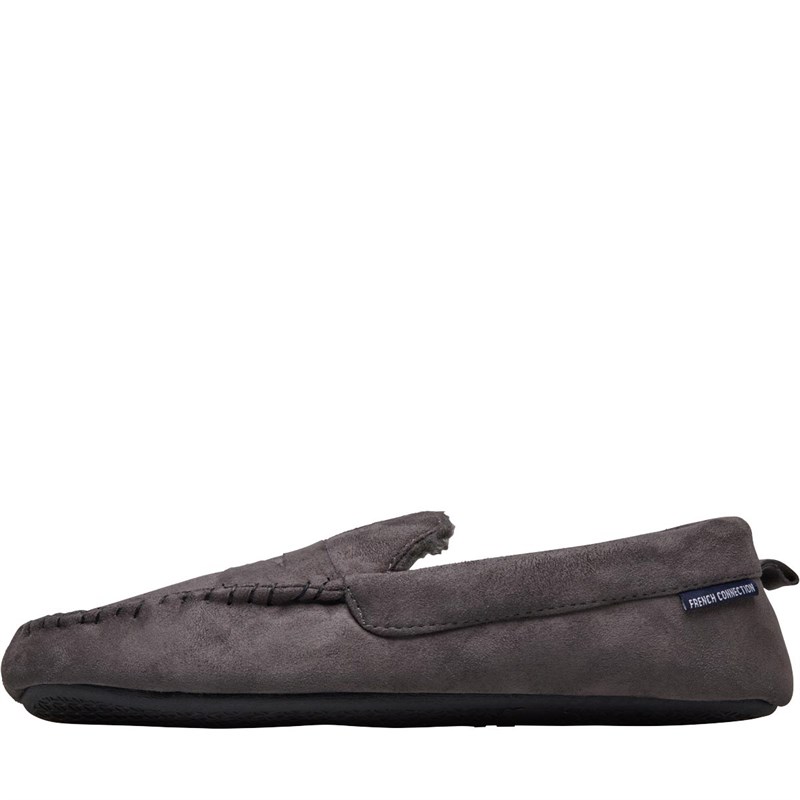 Buy French Connection Mens Moccasin Slippers Grey