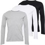 French Connection Mens Three Pack Crew Long Sleeve Tops Multi 3 - Black/White/Light Grey Melange