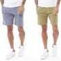 French Connection Mens Two Pack Jersey Shorts Multi Light Khaki/Light Blue Melange