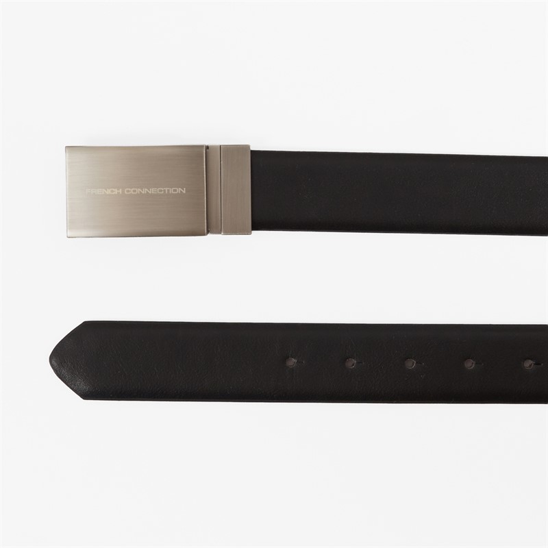 French Connection Mens FC Rectangle Reversible Belt Black/Brown