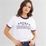French Connection Womens Ringer Collegiate T-Shirt White/Dark Navy