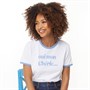 French Connection Womens Ringer Cherie T-Shirt White/Tranquil