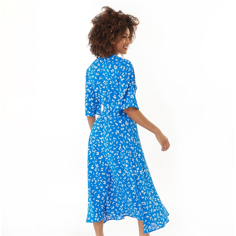 French Connection Womens Wrap Angel L Dress Bright Blue
