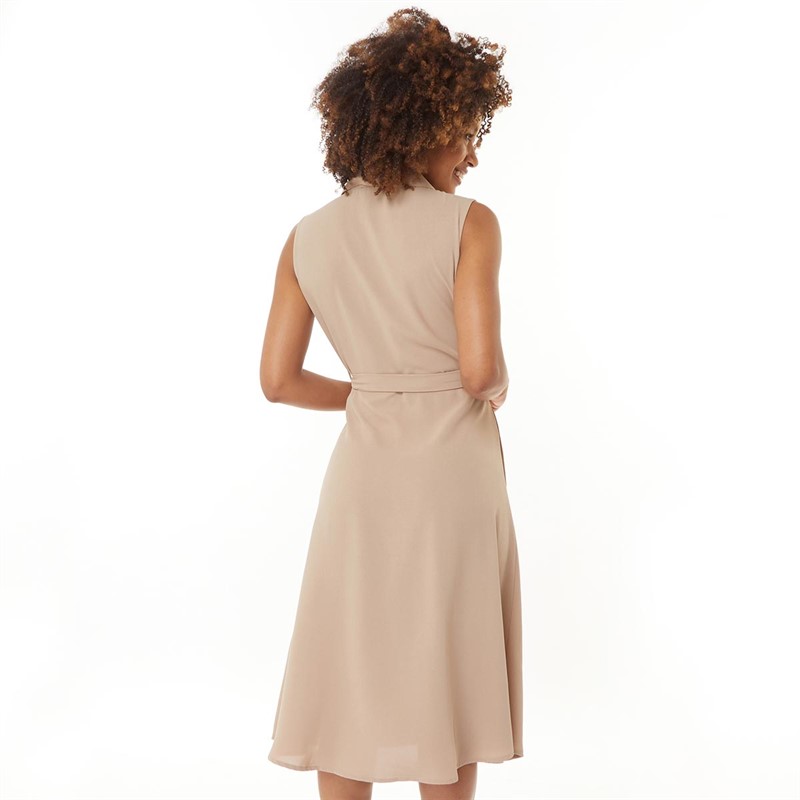 French Connection Womens Shawl Sleeveless M Dress Pebble