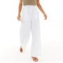 French Connection Womens Wide Leg Pants Linen Trousers White