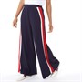 French Connection Womens Crepe Wide Leg Joggers Trousers Dark Navy/Poppy/White
