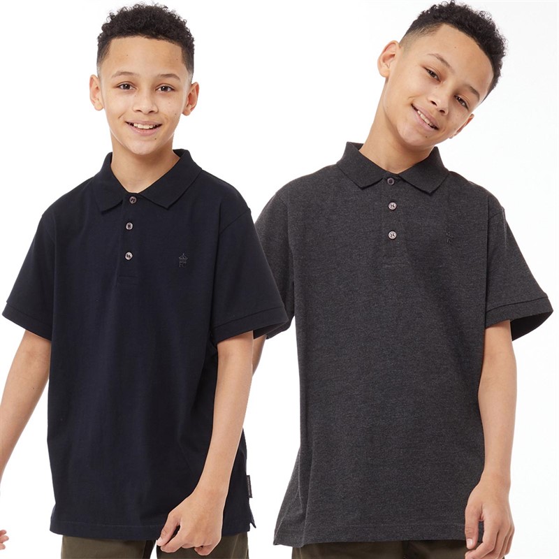 French Connection Jongens Polo Shirt 2-pack Multi 2 Marine/Marine Melange