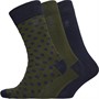 French Connection Mens FC Three Pack Dot Socks Marine/Dark Green Melange