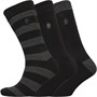 French Connection Mens FC Three Pack Stripe Socks Black/Charcoal Melange