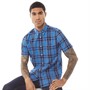French Connection Mens Short Sleeve Checked Shirt Dark Blue Check