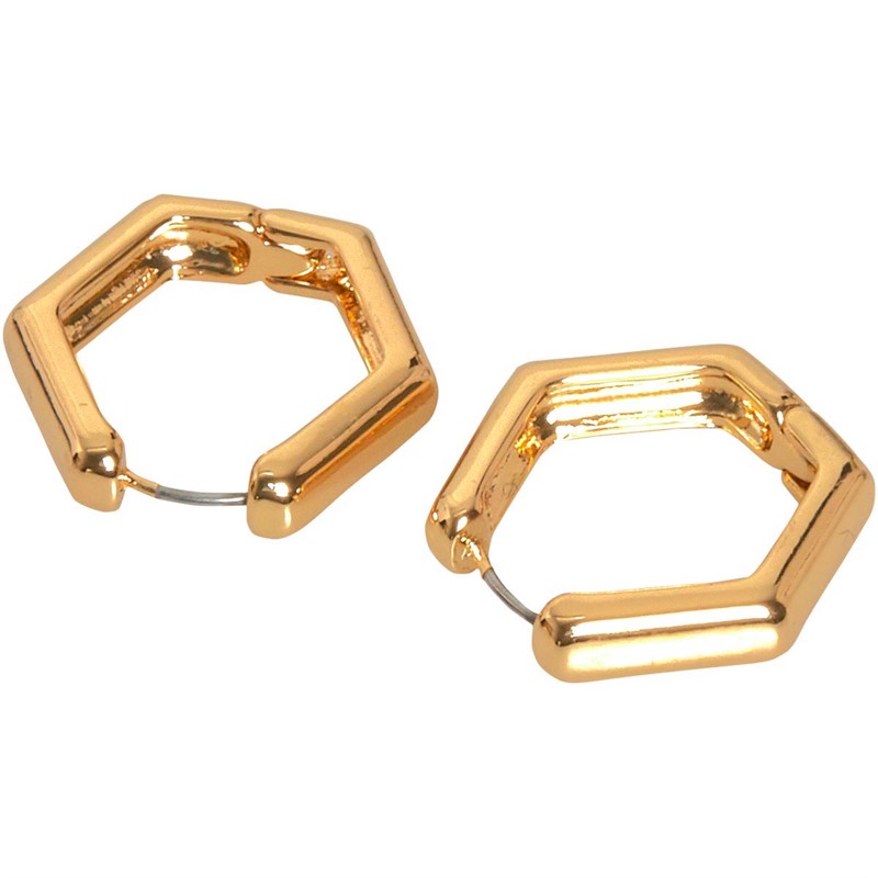 French Connection Womens Hexagonal Hoop Earrings Gold