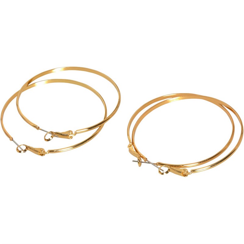 French Connection Womens Two Pack Large Hoop Earrings Gold