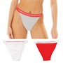 French Connection Womens Three Pack Briefs Red/Grey Melange/White