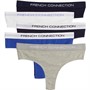 French Connection Womens Five Pack Thongs White/Navy/Grey Melange