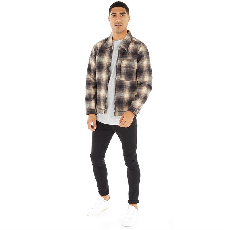 French Connection Mens Check One Pocket Jacket Marine Multi
