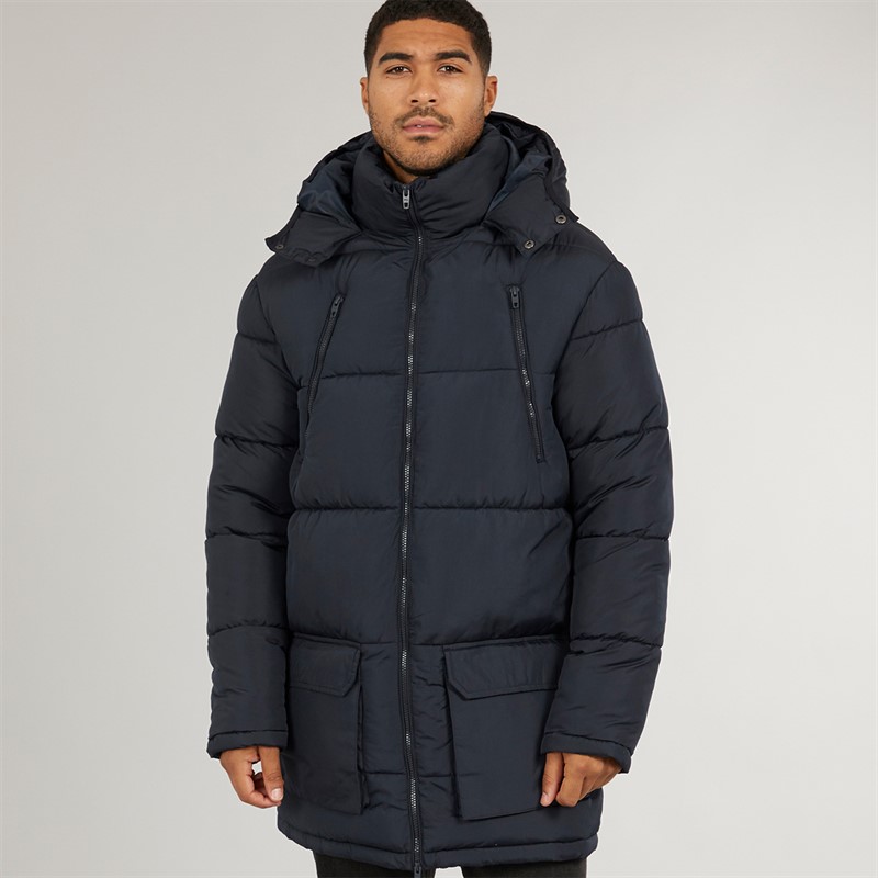 French Connection Mens Zip Puffer Jacket Marine