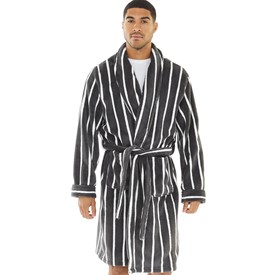 Buy French Connection Mens FC Stripe Robe Charcoal Ecru