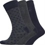 French Connection Mens FC Three Pack Dot Dress Socks Marine/Charcoal Melange