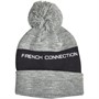 French Connection Mens FC Centre Stripe Bobble Hat Light Grey Melange/Marine