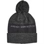 French Connection Bonnet en maille Chiné anthracite/Marine à rayures centrales FC homme