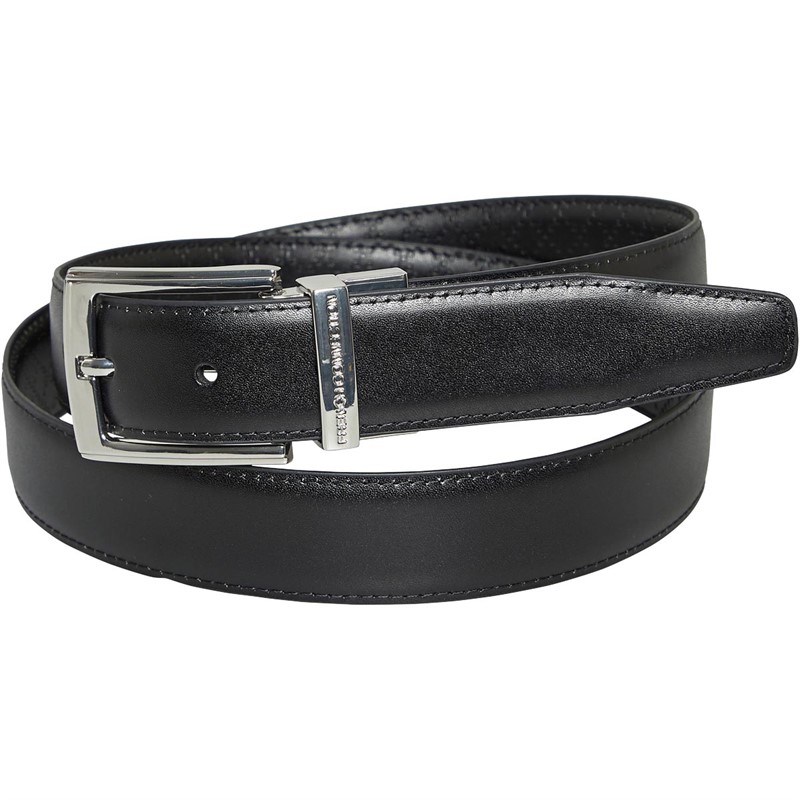 French Connection Mens FC Diamond Embossed Reversible Belt Black/Black