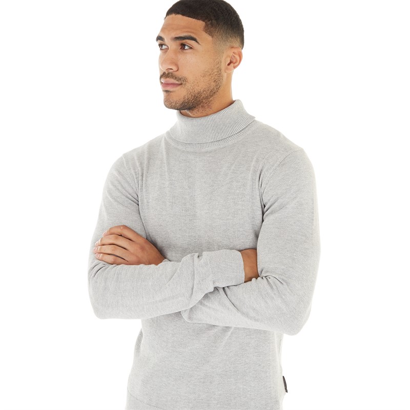 Buy French Connection Mens Cotton Roll Neck Jumper Light Grey Mel