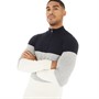 French Connection Mens 1/4 Zip Block Jumper Marine/Light Grey Mel/Ecru