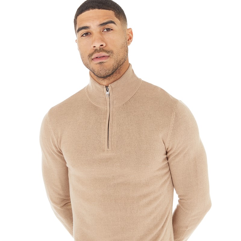 Mens tan quarter zip sweater sale