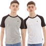 French Connection Boys Two Pack Raglan T-Shirts Light Grey Marl/Black White/Black