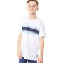 French Connection Boys Chest Stripe Print T-Shirt White/Sky/Marl