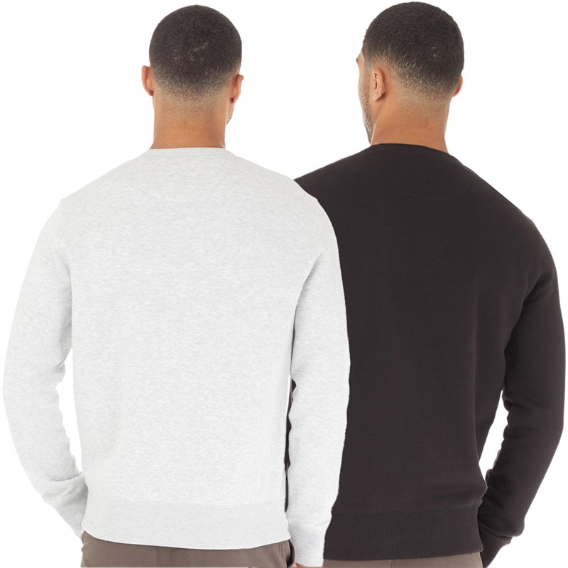 French Connection Mens Two Pack Script Sweatshirt Black/White/Light Grey Melange/White