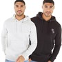 French Connection Mens Two Pack Script Hoodies Black/White/Light Grey Melange/White