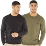 French Connection Herren Sweatshirts 2er Pack Schwarz/Khaki
