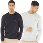 French Connection Mens Two Pack Sweatshirts Marine/Light Grey Melange