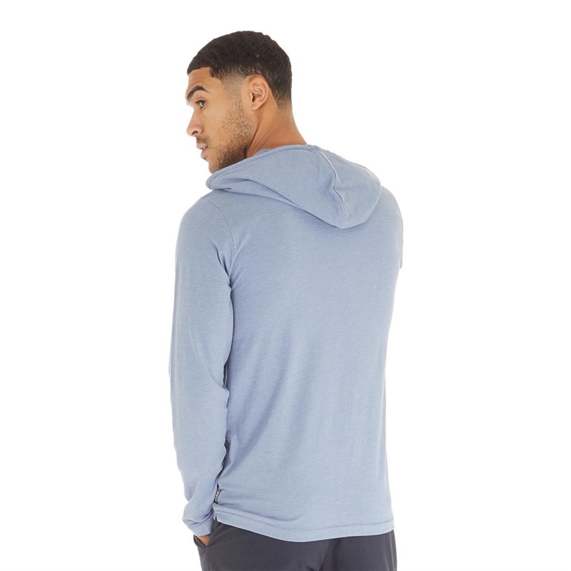 French Connection Mens Established Hooded Top Light Blue Melange/White