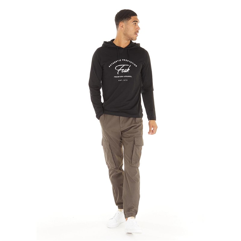 French Connection Mens Established Hooded Top Black/White