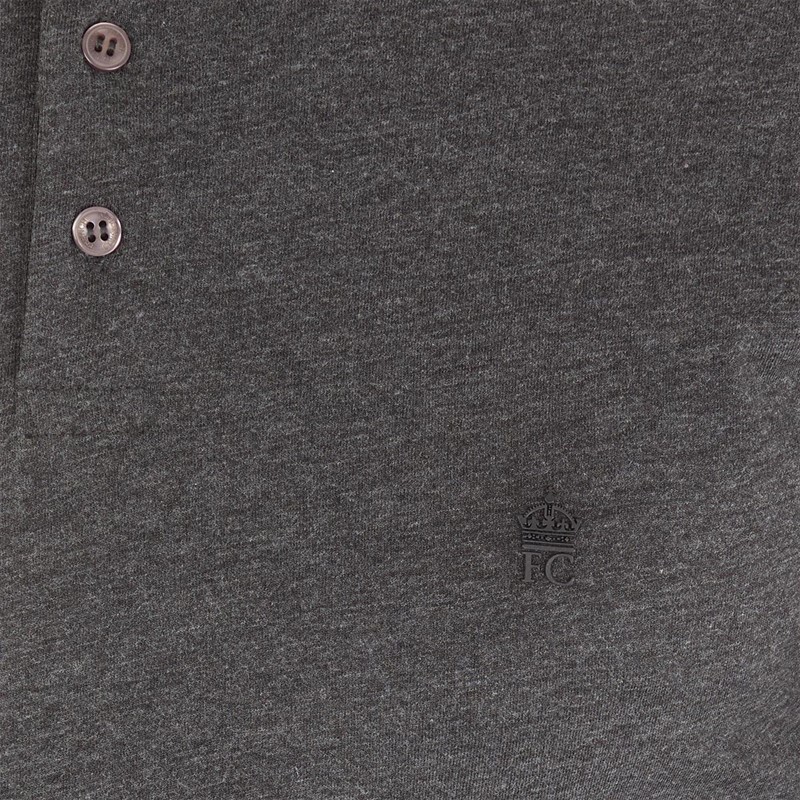 French Connection Mens Long Sleeve Polo Charcoal Melange/Black