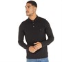 French Connection Mens Long Sleeve Polo Black/Gunmetal