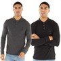 French Connection Polos à manches longues Homme - Pacquet Double - Noir/Gris Chiné