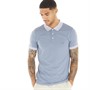 French Connection Mens Stripe Collar Polo Light Blue Melange