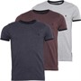 French Connection Mens Three Pack Ringer T-Shirts Multi - Marine Mel/Chat Mel/Light Grey Marl/Marine