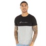 French Connection Mens Block T-Shirt Black/Light Grey Melange/White
