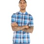 French Connection Mens Checked Short Sleeve Shirt Blue Multi