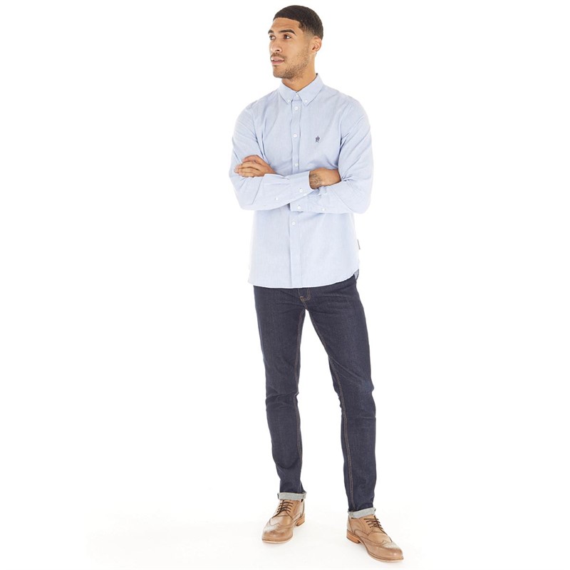 French Connection Herre Oxford Langærmet shirts Lys Blå Mergel