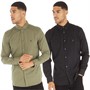 French Connection Mens Two Pack Long Sleeve Oxford Shirts Solid Khaki/Solid Black
